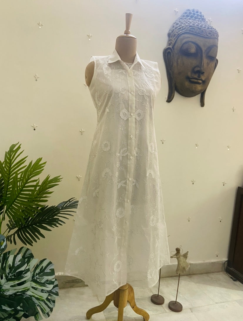 Mulmul | White Flower Dress
