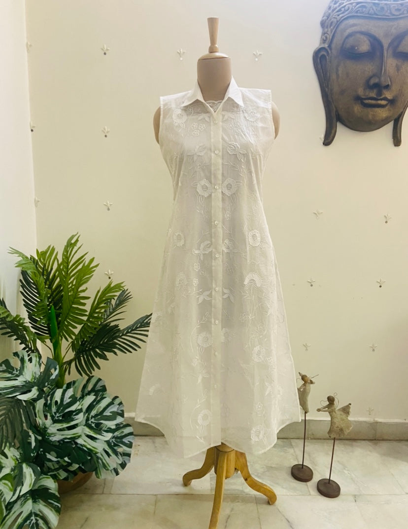 Mulmul | White Flower Dress