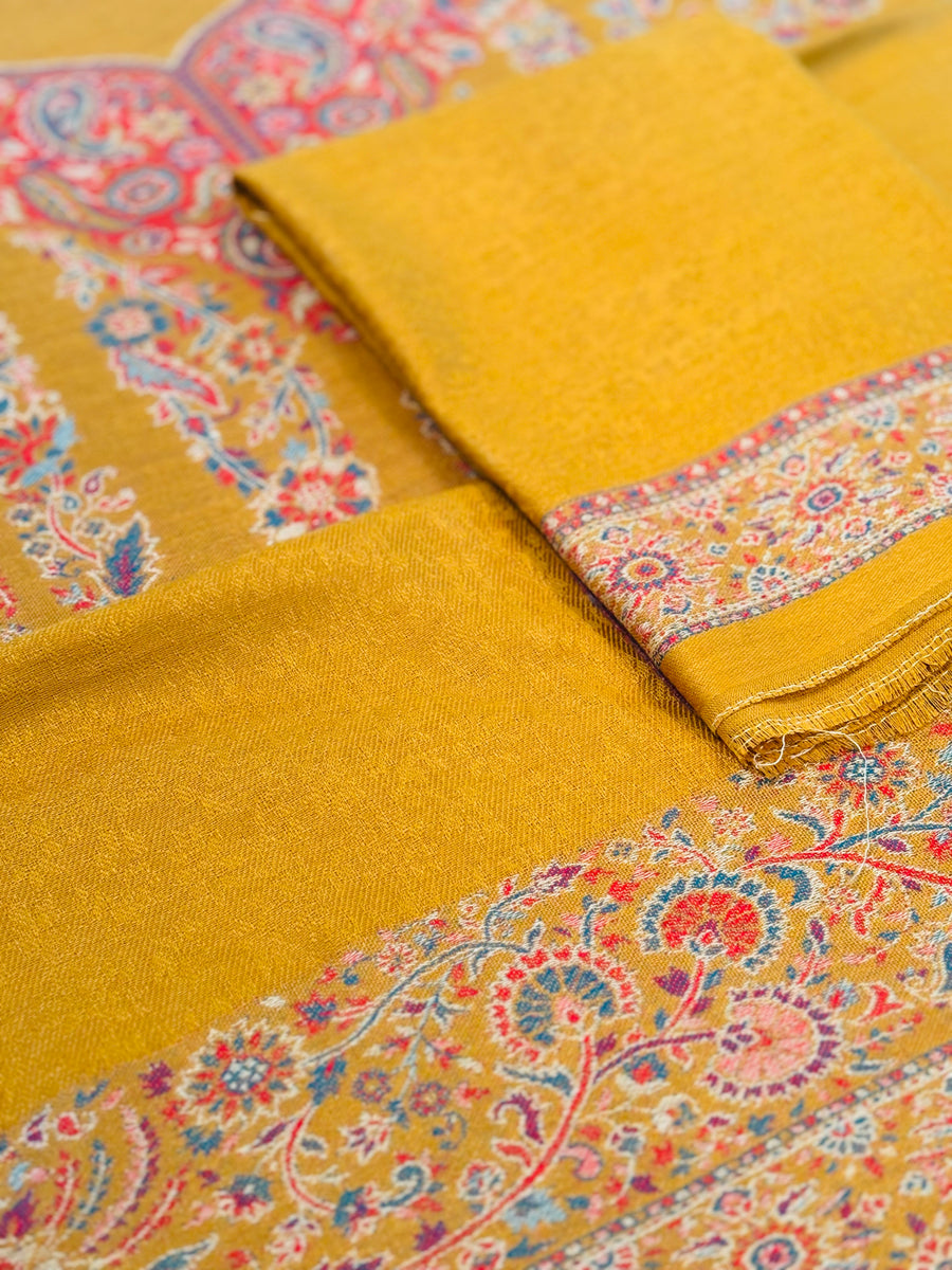 Noor e Kashmir | Mustard Kaani Silk Wool Suit set