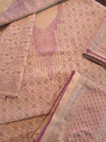 Peaches n Pink Pashmina Kani Suit Set | Mulmul Sales